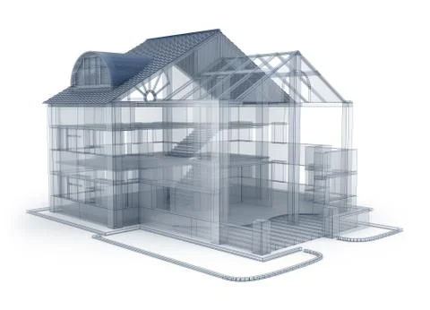 Architecture plan house, transparent model Stock Illustration