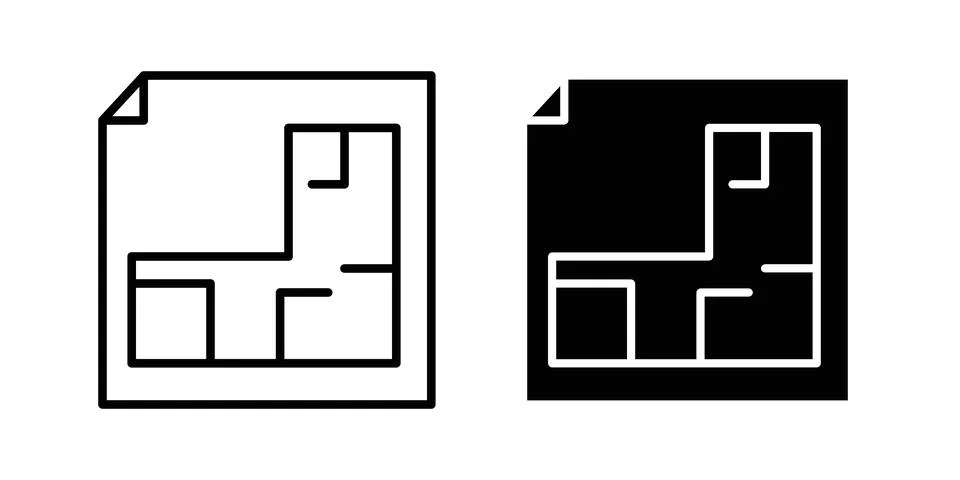 Architecture plan icon set modern line and solid style collection. Stock Illustration