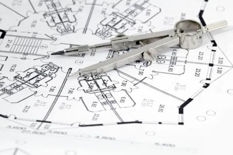 Architecture plan of interior &amp; compass Foto stock