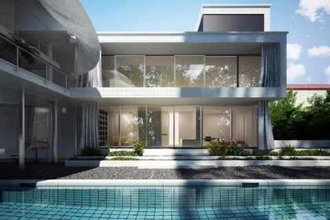 Architecture with pool Stock Illustration