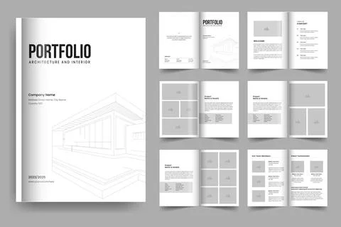 Architecture portfolio template design and interior portfolio layout Stock-Illustration
