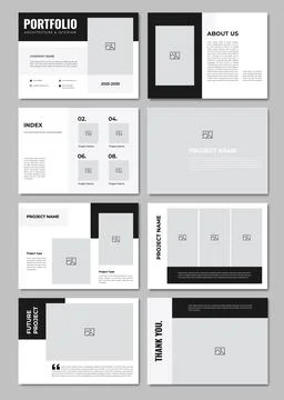 Architecture Portfolio Template - Interior Design Portfolio Layout A4 Landscape Stock-Illustration