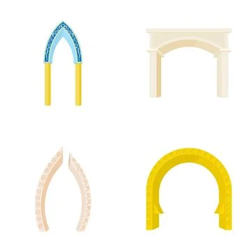 Architecture presenting collection of decorative arch designs Stock Illustration