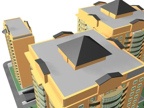 Architecture project 3d model vizualization building 库存插图