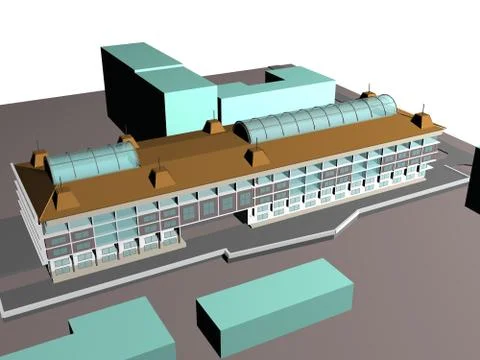 Architecture project 3d model vizualization building 库存插图