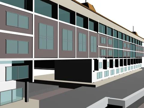 Architecture project 3d model vizualization building 库存插图