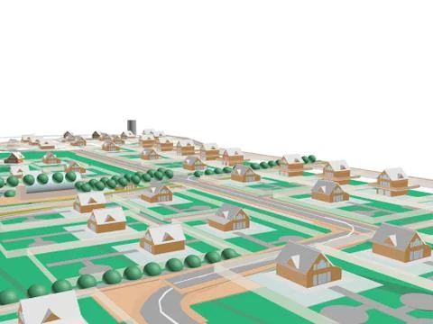 Architecture project 3d model vizualization building 库存插图