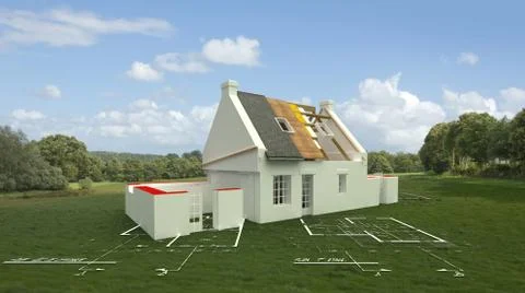 Architecture project in construction site Stock Illustration