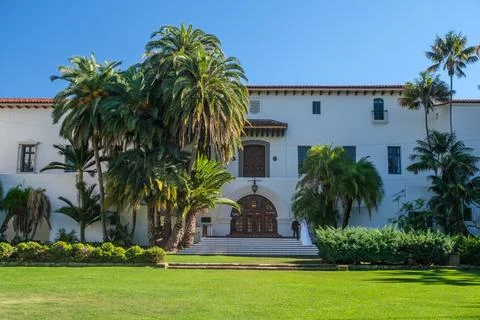 Architecture scenery of the courthouse in Santa Barbara, California, USA Stock Photos