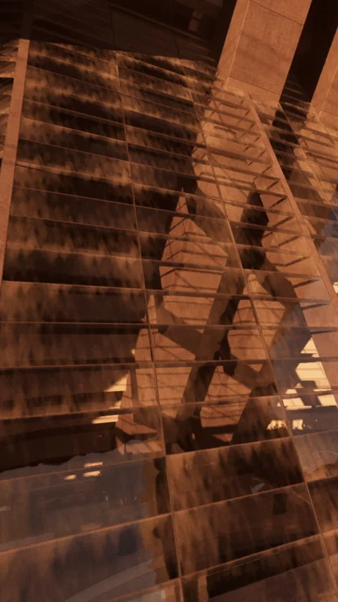 Architecture showcases unique design in urban setting during sunset Stock Footage 335355649