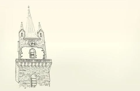 Architecture. sketch. drawing of building Illustrazione stock
