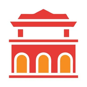 Architecture solid red illustration vector and logo Icon new year icon perfec Stockillustratie