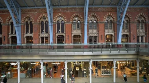 The architecture of St Pancras International Station in London Stock Footage