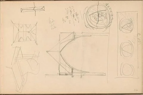 Architecture studies and decorative patterns. Leaf 20 recto from a sketchb... Stock Photos