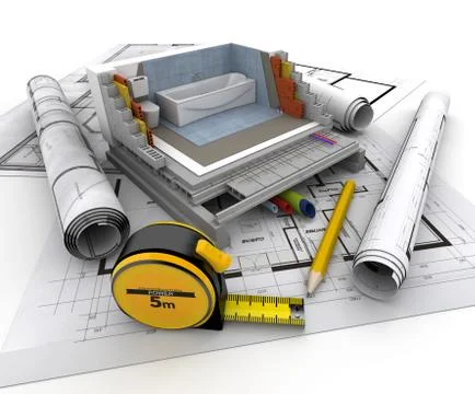 Architecture technical, toilet Illustrazione stock