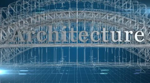 Architecture title engineering blueprint design abstract 3D title  Ilustración de archivo