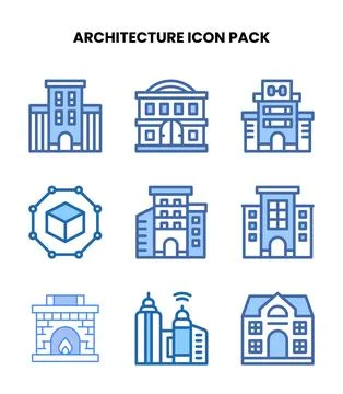 Architecture Two Colour Design Icons Pack Stock Illustration