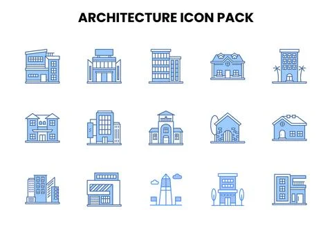 Architecture Two Colour Icons Pack Stock-Illustration