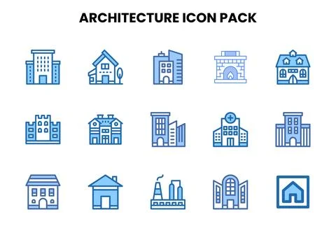 Architecture Two Colour Scalable Icons Pack Stock Illustration