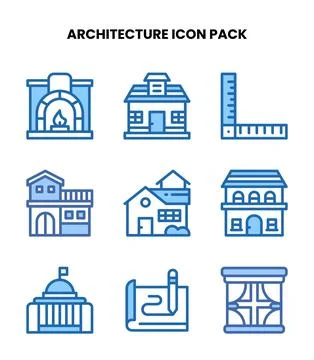 Architecture Two Colour Scalable Icons Pack Stock Illustration