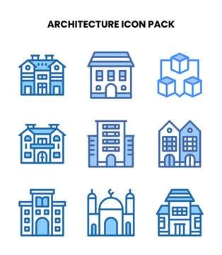 Architecture Two Colour Scalable Icons Pack Stock Illustration