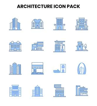 Architecture Two Colour Scalable Icons Pack 库存插图