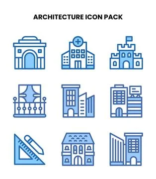 Architecture Two Colour Vector Icons Pack Ilustración de archivo
