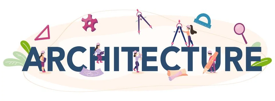 Architecture typographic header. Idea of building project Ilustración de archivo