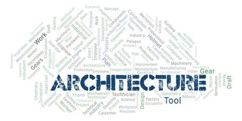 Architecture typography word cloud create with the text only Stock Illustration