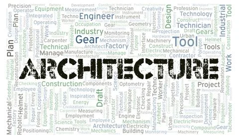 Architecture typography word cloud create with the text only Stock Illustration