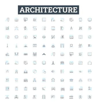 Architecture vector line icons set. Structure, Design, Facade, Building Ilustración de archivo