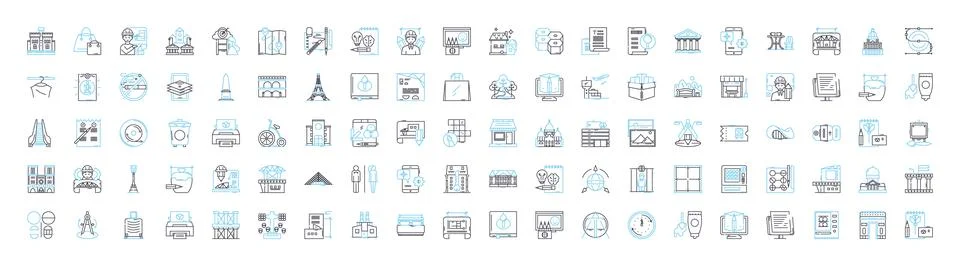 Architecture vector line icons set. Structure, Design, Facade, Building Ilustración de archivo
