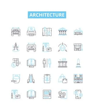 Architecture vector line icons set. Structure, Design, Facade, Building Stock Illustration