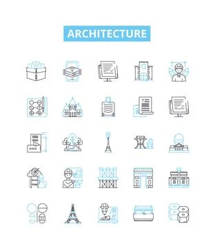 Architecture vector line icons set. Structure, Design, Facade, Building Stock Illustration