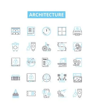 Architecture vector line icons set. Structure, Design, Facade, Building Ilustración de archivo