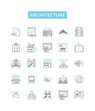Architecture vector line icons set. Structure, Design, Facade, Building Ilustración de archivo