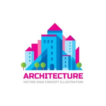 Architecture - vector logo template in flat style design. Stock Illustration