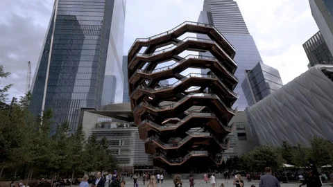 Architecture of the Vessel landmark structure in New York City Stock Footage 127945249