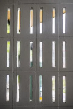 Architecture Wall Of Concrete Ventilation Blocks Stock Photos