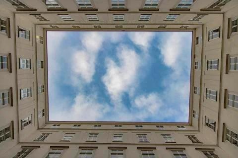 Architecture wallpaper pattern square shape exterior facade wall outdoor fore Foto stock