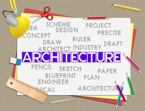 Architecture Words Show Structure Architects And Building Stockillustratie