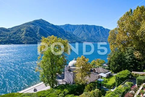 Architectures and landscapes of Como Lake Stock Photos
