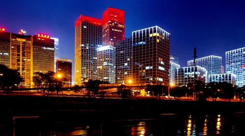 Architectures at night closed to CBD Stock-Footage 32518204