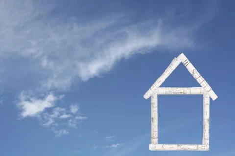 Architetect plans, house with blue sky Stock-Illustration