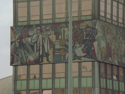 ARCHIVAL 35MM 2K- EXT. DAY BERLIN 1996 - BERLIN EAST- ALEXANDERPLATZ  Stock Footage 75377524