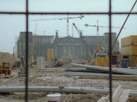 ARCHIVAL 35MM 2K- EXT. DAY BERLIN 1996 - BERLIN POTSDAMMER PLATZ- REICHSTAG Stock Footage 75378845