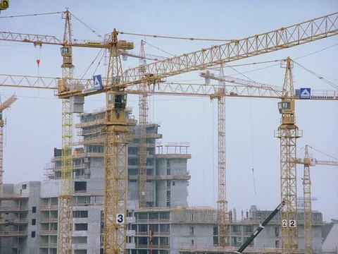 ARCHIVAL 35MM 2K- EXT. DAY BERLIN 1996 - BERLIN POTSDAMMER PLATZ- HUGE CONSTR Stock Footage 75378890