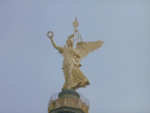 ARCHIVAL 35MM 2K- EXT. DAY BERLIN 1996 - BERLIN TIERGARDEN- CU WINGED VICTORY Stock Footage 75378963