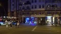 Archival blue light police car night scenery Hamburg Fischmarkt-Hafenstrasse 4k or 4k+ Resolution