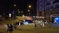 Archival blue light police car night scenery Hamburg Fischmarkt-Hafenstrasse 4k or 4k+ Resolution